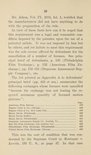Thumbnail image of a page from United States of America v. Motion Picture Patents Company and others