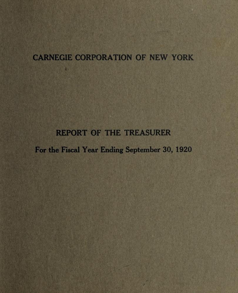3 Report of the Treasurer, 1920
