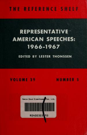 Cover of: Representative American speeches, 1966-1967 by edited by Lester Thonssen.