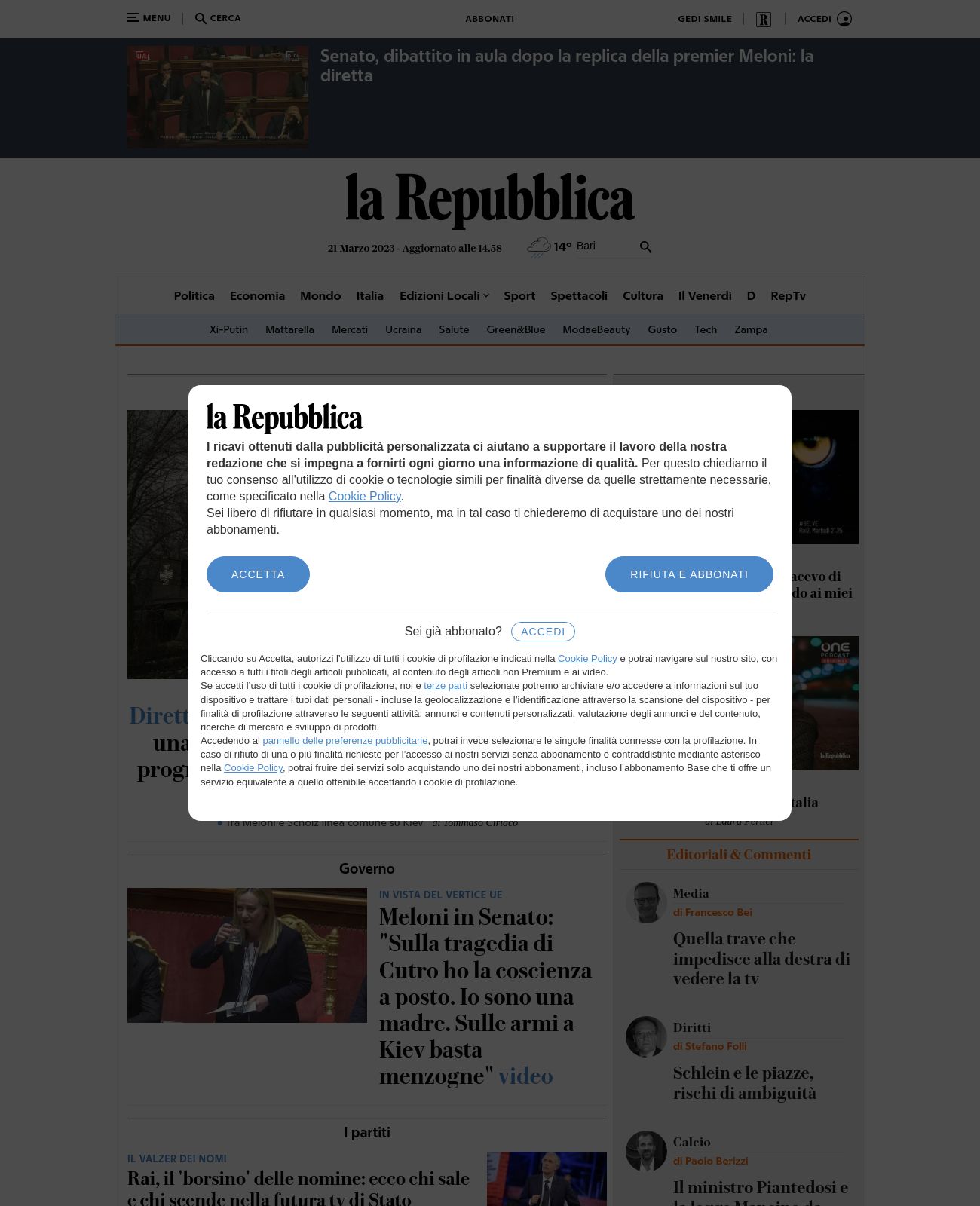 Repubblica at 2023-03-21 15:24:04+01:00 local time