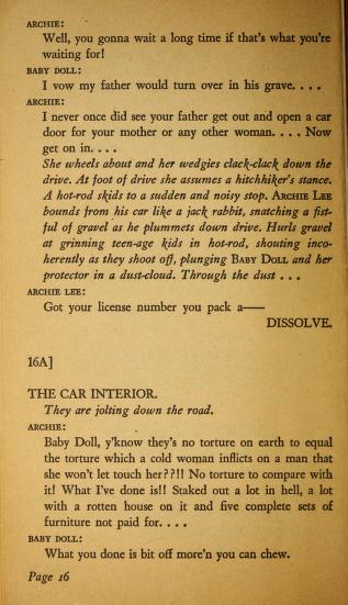 Thumbnail image of a page from The script for the film baby doll