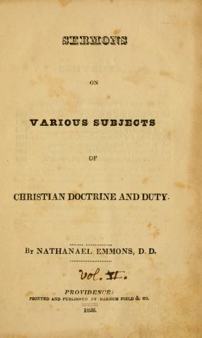 Cover of: Sermons on various important subjects of doctrine and practice. by Nathanael Emmons