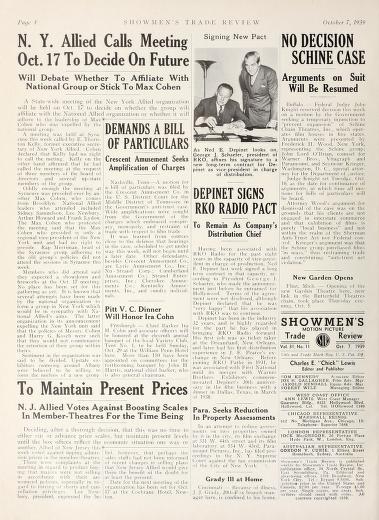 Thumbnail image of a page from Showmen's Trade Review
