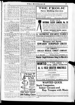 Thumbnail image of a page from The Billboard  1910-07-16: Vol 22 Iss 29