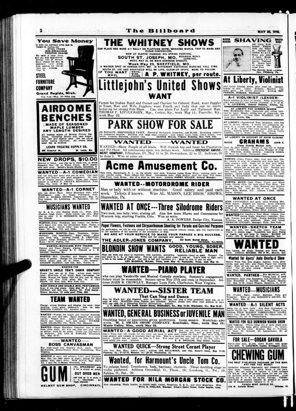 The Billboard  1916-05-20: Vol 28 Iss 21