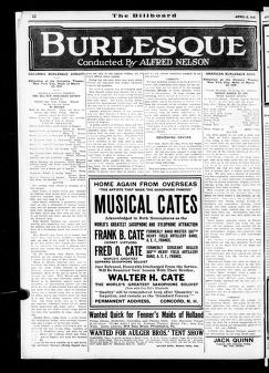 Thumbnail image of a page from The Billboard  1919-04-05: Vol 31 Iss 14