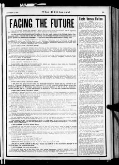 Thumbnail image of a page from The Billboard  1919-10-18: Vol 31 Iss 42