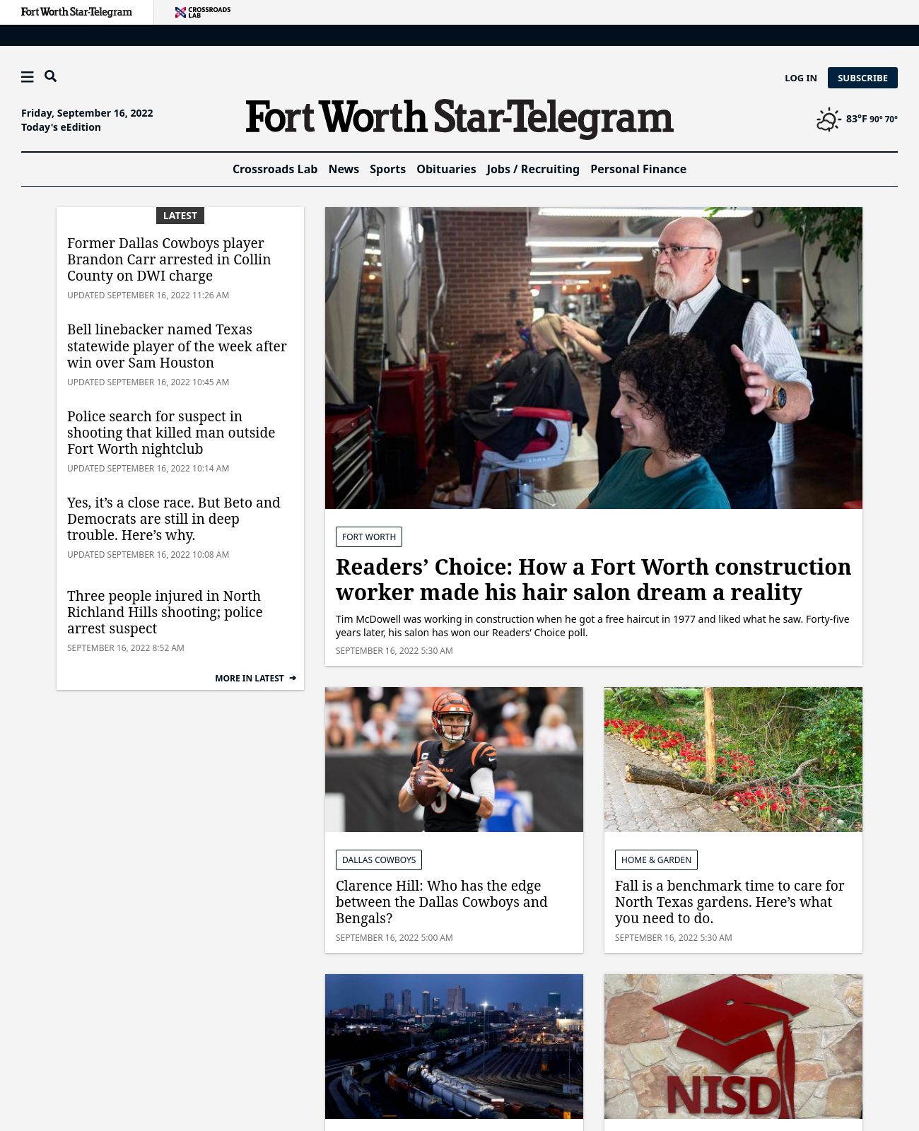 Fort Worth Star-Telegram at 2022-09-16 11:58:44-05:00 local time