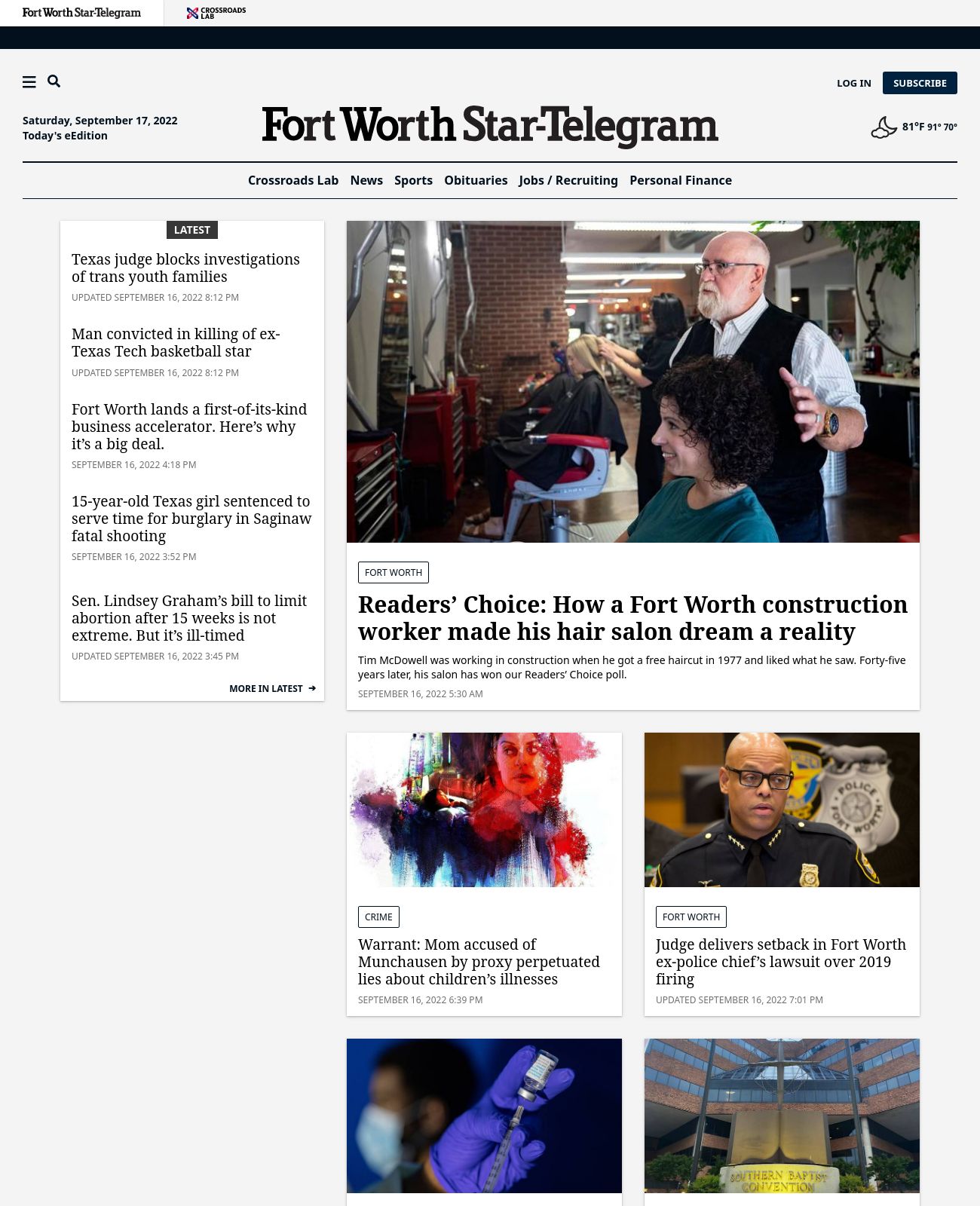 Fort Worth Star-Telegram at 2022-09-17 00:23:48-05:00 local time