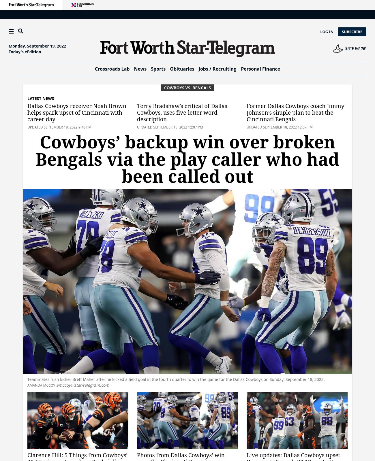 Fort Worth Star-Telegram at 2022-09-19 00:58:06-05:00 local time