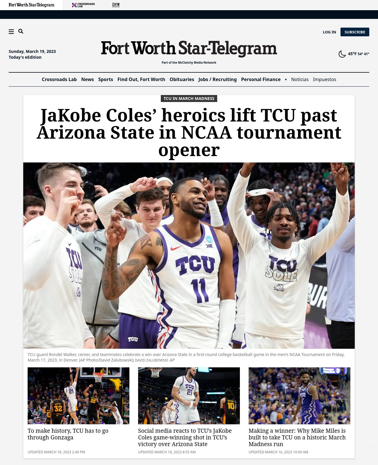Fort Worth Star-Telegram at 2023-03-18 21:59:02-05:00 local time