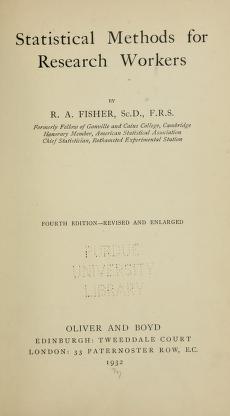 Cover of: Statistical methods for research workers. by Ronald Aylmer Fisher