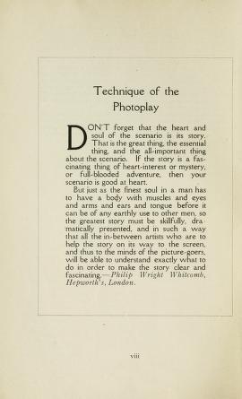 Thumbnail image of a page from Technique of the photoplay