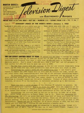 Thumbnail image of a page from Television digest with electronic reports