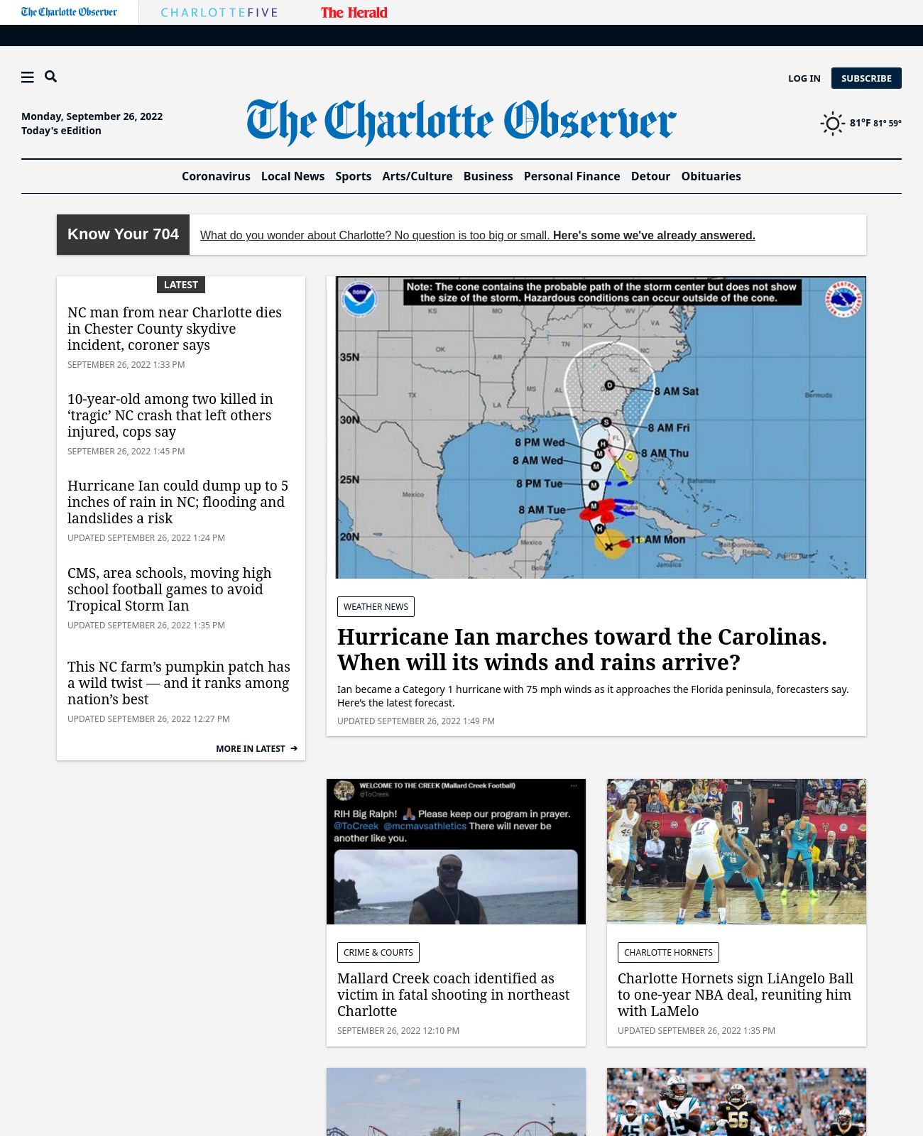 Charlotte Observer at 2022-09-26 15:12:13-04:00 local time
