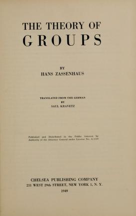 Cover of: The theory of groups by Hans Zassenhaus