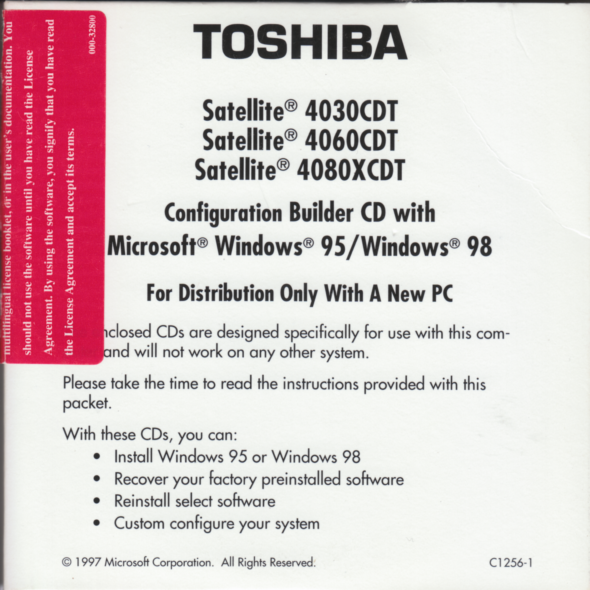 1230円 2021年レディースファッション福袋 TOSHIBA DynaBook 2060 CDTA Product Recovery CD-ROM Disk 3枚 Windows98