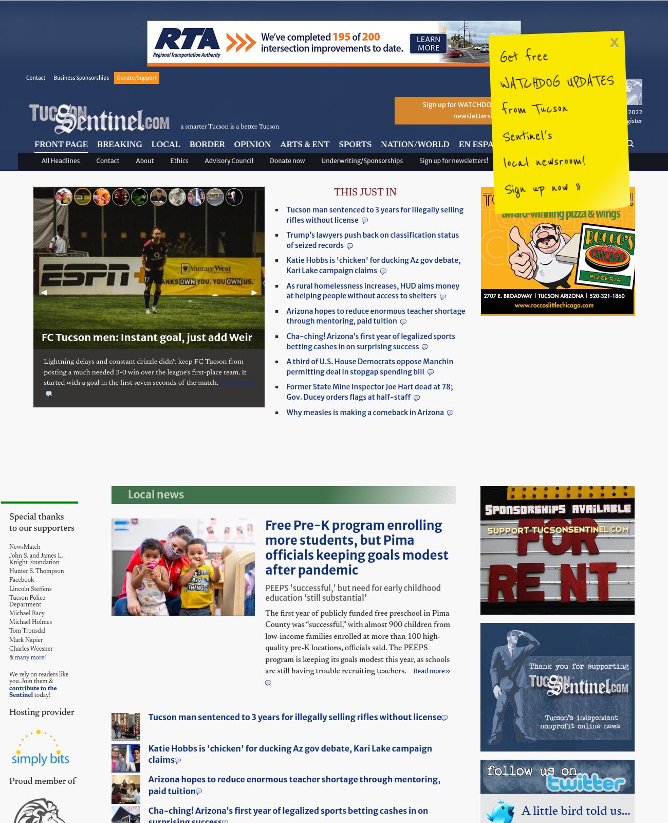 Tucson Sentinel at 2022-09-13 19:27:07-07:00 local time