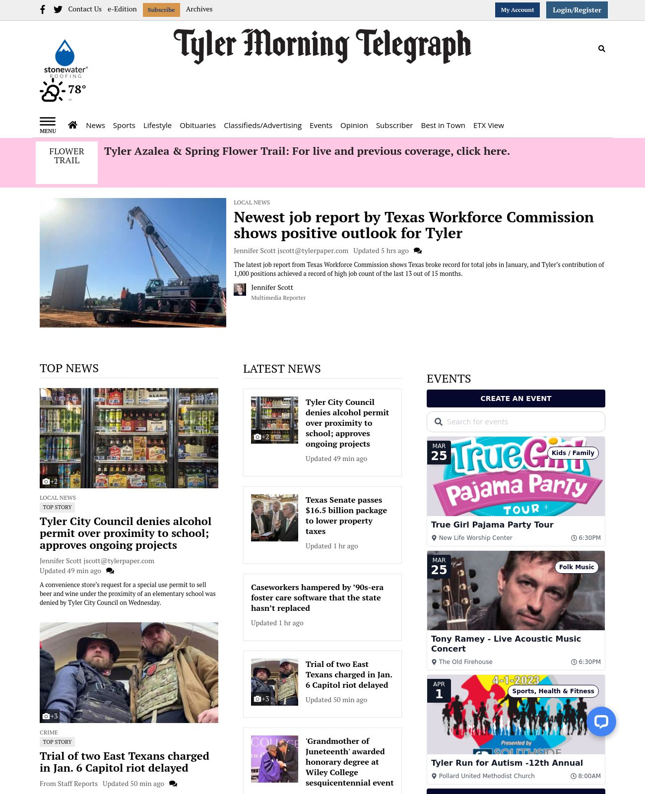 Tyler Morning Telegraph at 2023-03-22 19:38:30-05:00 local time