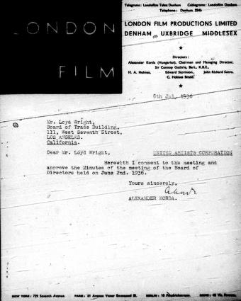 Thumbnail image of a page from United Artists Corporate Minutes