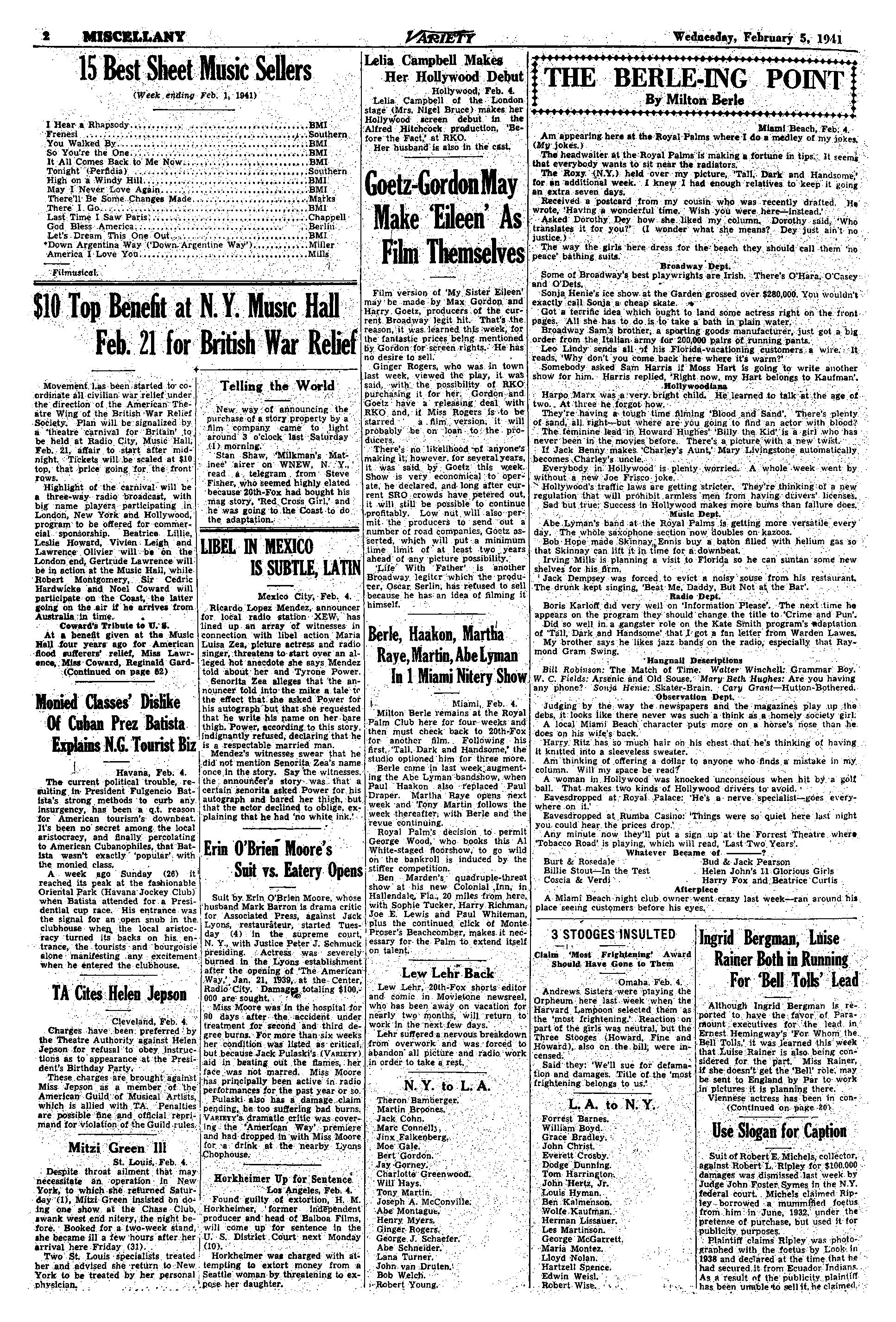 Variety (February 1941)