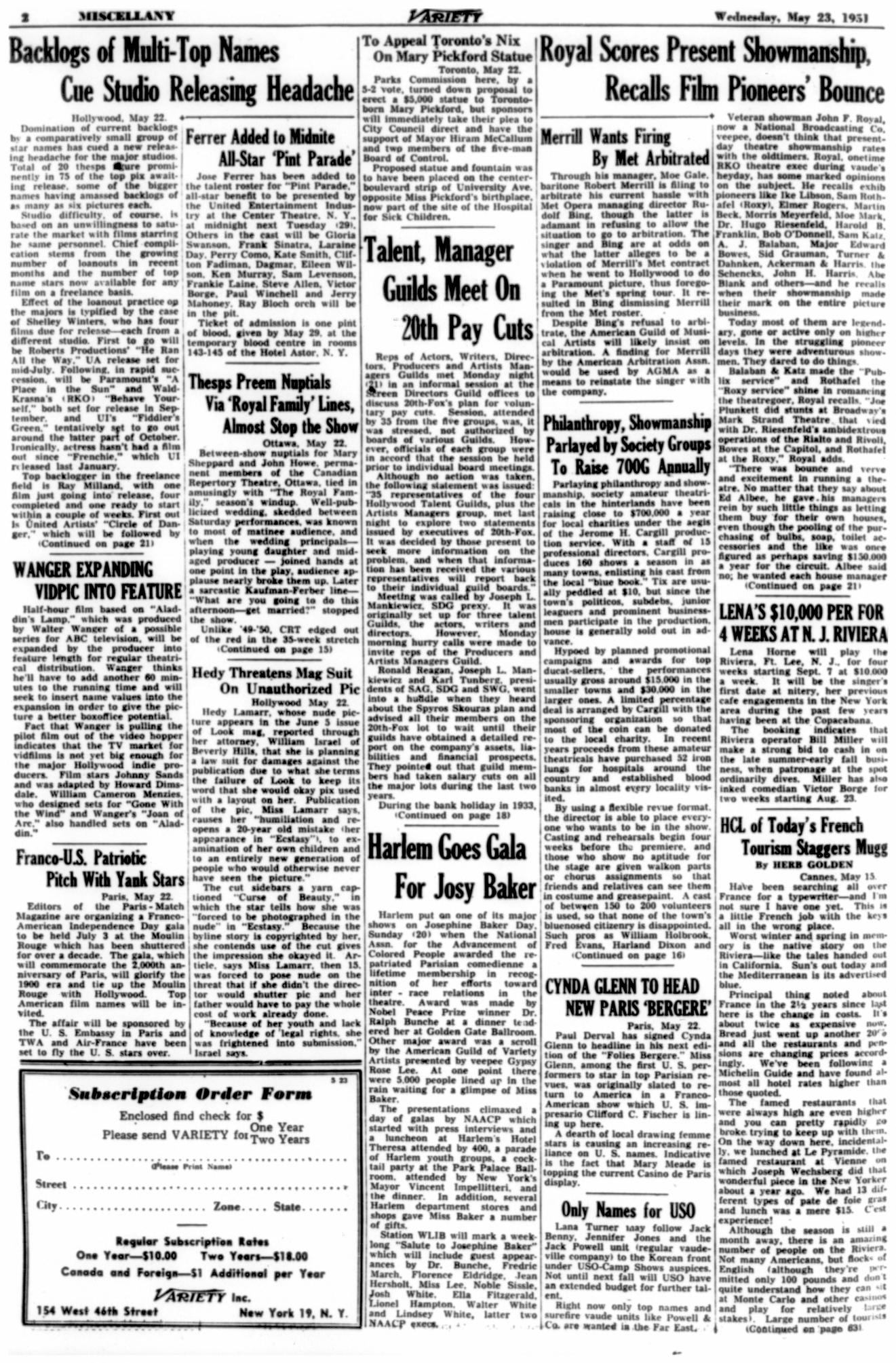Variety (May 23, 1951)