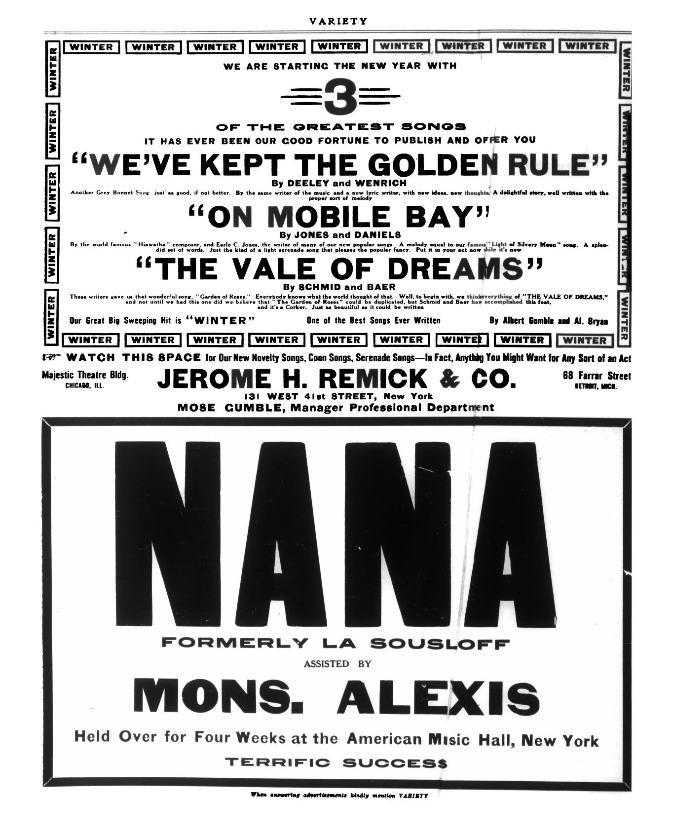 Variety (January 1911)