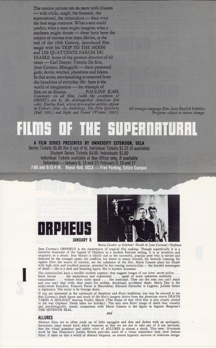 Film Program, UCLA Extension Film Society (January, undated) [1962]