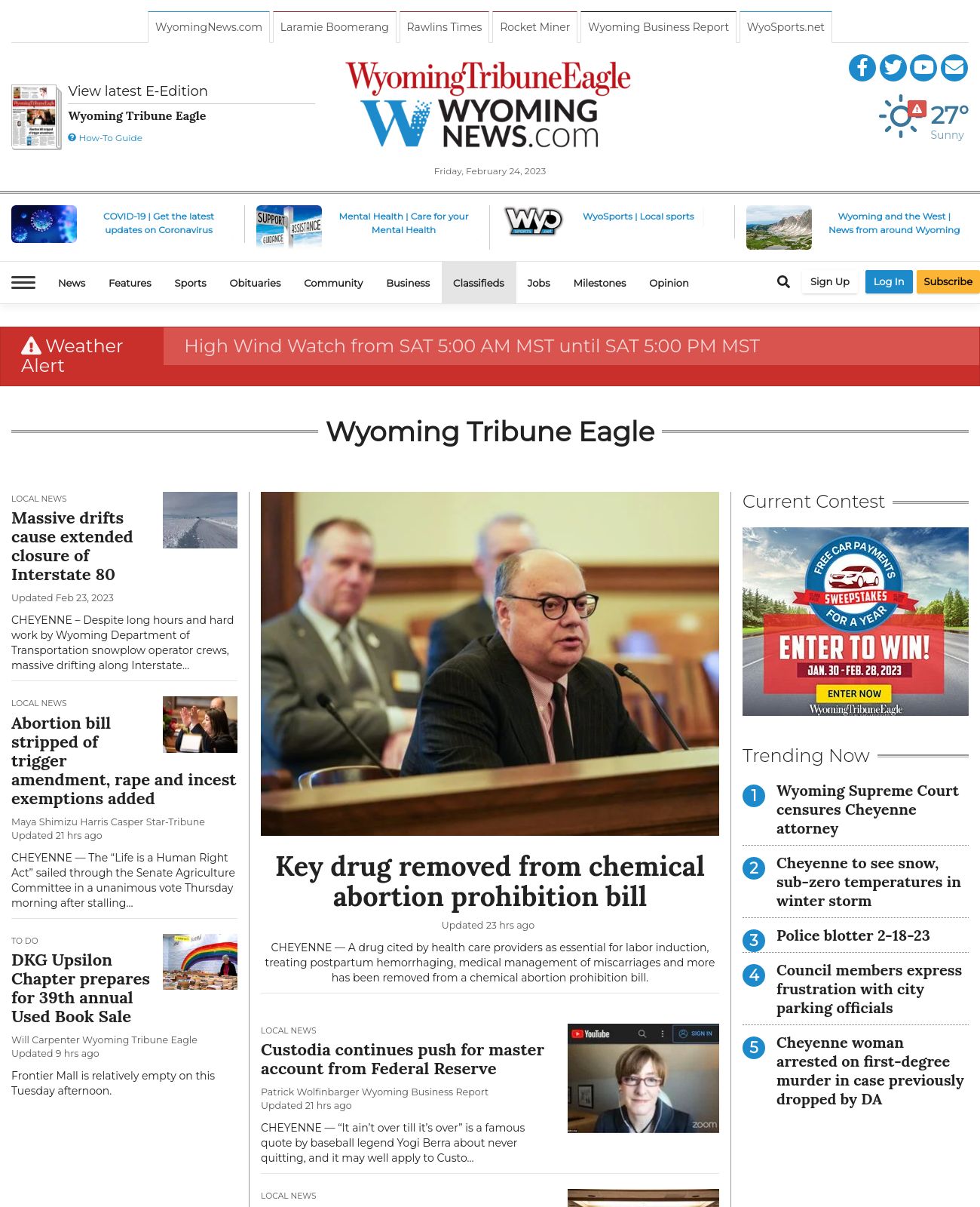 Wyoming Tribune Eagle at 2023-02-24 18:10:37-07:00 local time