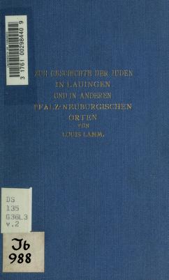 Cover of: Zur Geschichte der Juden im bayerischen Schwaben by Louis Lamm