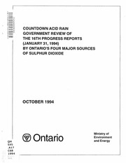 Countdown acid rain : government review of the 16th progress reports (January 31, 1993) by Ontario's four major sources of sulphur dioxide. [1994]