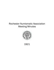 Rochester Numismatic Association Minutes, 1921