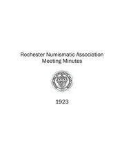 Rochester Numismatic Association Minutes, 1923