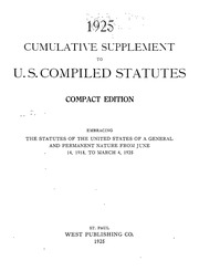 1925 Cumulative Supplement To U S Compiled Statute...