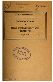TM 10 205 Mess Management And Training, 1942