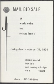 Mail Bid Sale of World Coins and Related Items : October 1974