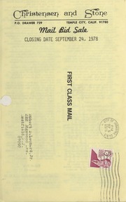 Mail Bid Sale: September 24, 1978