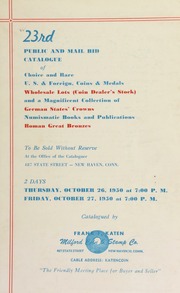 23rd public and mail bid catalogue of choice and rare U.S. & foreign, coins & medals ... [10/26-27/1950].