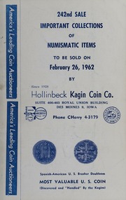 242nd Sale: Important Collections of Numismatic Items