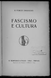 Fascismo e Cultura   Roberto Forges Davanzati