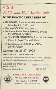 42nd public and mail auction sale : numismatic libraries of Lee Hewitt ... the late Sol Kaplan ... Charles Affleck ... [09/26-27/1975]