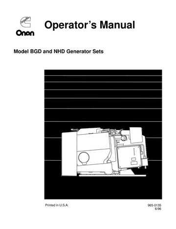 Vintage 1996 Onan Generator Set Operators Manual BGD NHD 965-0135 