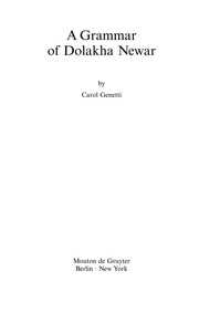 A Grammar of Dolakha Newar by Carol Genetti