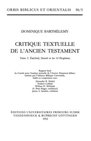 Critique textuelle de l'Ancien Testament  Tome 3, ...