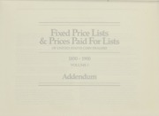 Fixed Price Lists & Prices Paid for Lists of United States Coin Dealers 1850-1900, Volume I, Addendum