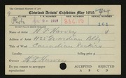 Entry card for Harvey, H. F. for the 1919 May Show.