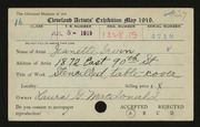 Entry card for Irvin, Jeanette for the 1919 May Show.