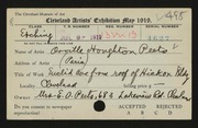 Entry card for Peets, Orville Houghton for the 1919 May Show.