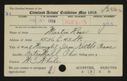 Entry card for Rose, Martin, and Walker and Weeks (Firm) for the 1919 May Show.