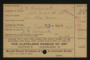 Entry card for Barrick, Shirley Gordon for the 1920 May Show.